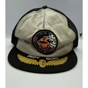 Vintage Indy 500 Buick 1981 Snapback Trucker Hat Gold Wing Racing Cap USA